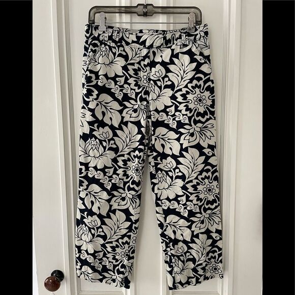 J. Crew Pants - J Crew navy/cream floral crop pants 2
